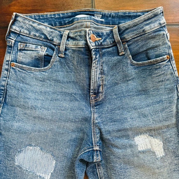 Old Navy Rockstar Super Skinny Distressed Patches High Rise Jeans - Picture 6 of 7